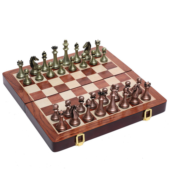 Portátil grandes jogos de xadrez peças de metal família mesa jogo dobrável  de madeira tabuleiro xadrez luxo medieval jeux entretenimento ed50zm -  AliExpress